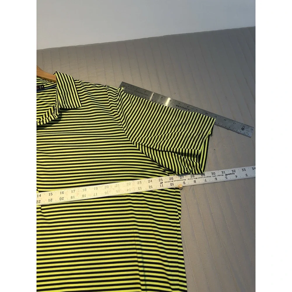 RLX Ralph Lauren Polo Golf Shirt XXL Lime Grn/Navy Striped Performance Mens 2XL